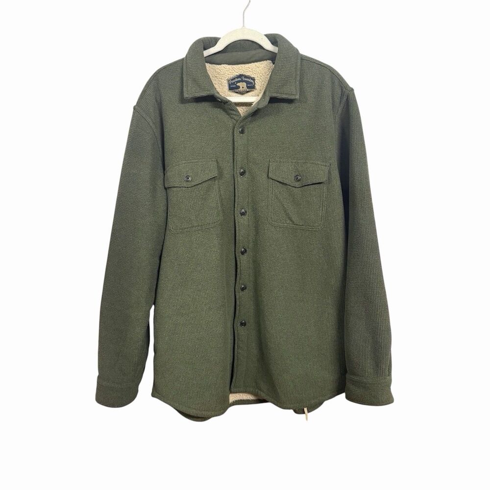 Freedom Foundry Men's Sz XL Olive Green Sherpa Fleece Lined Shacket Shirt Jacket